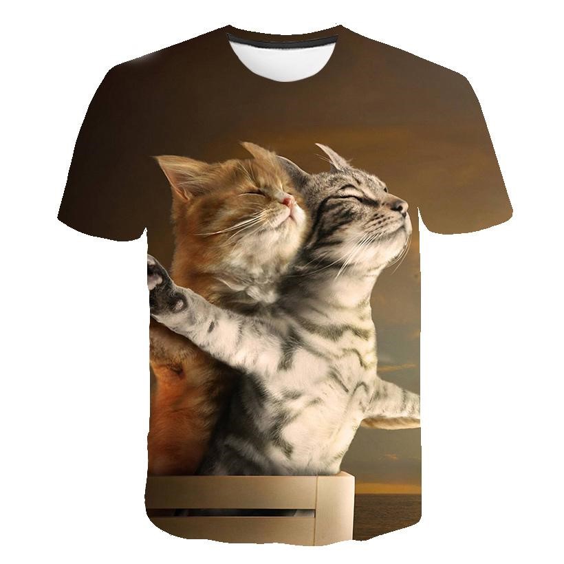 2023 New Cool T-shirt MenWomen 3d T shirt Print two cat Short Sleeve Summer Tops Tees funny T shirt Male S-6XL